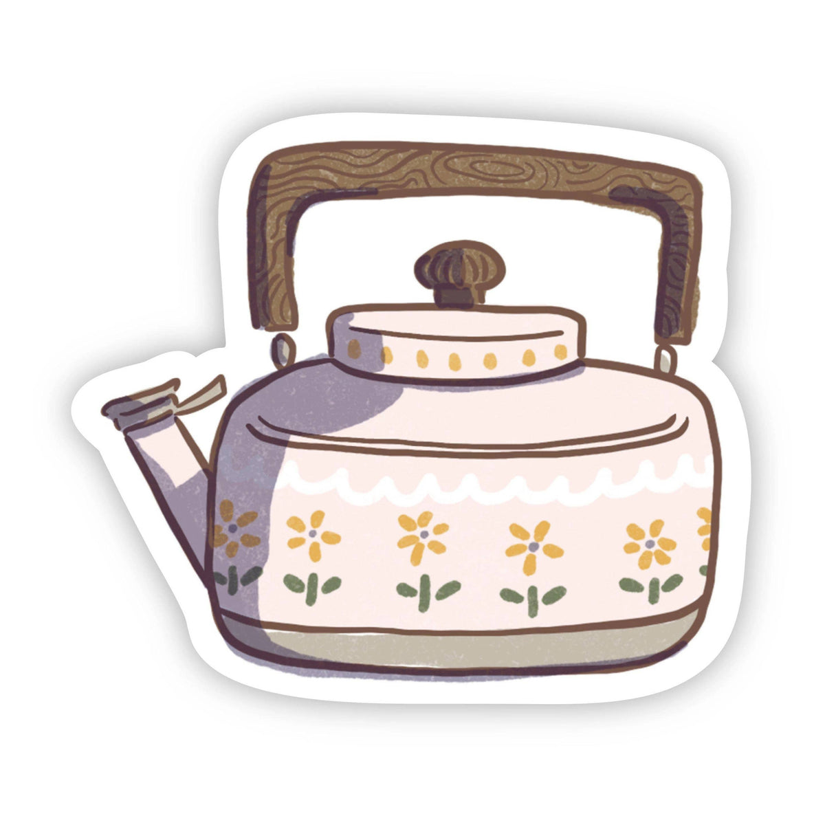 Illustration of a decorative teapot with floral patterns on a white background
