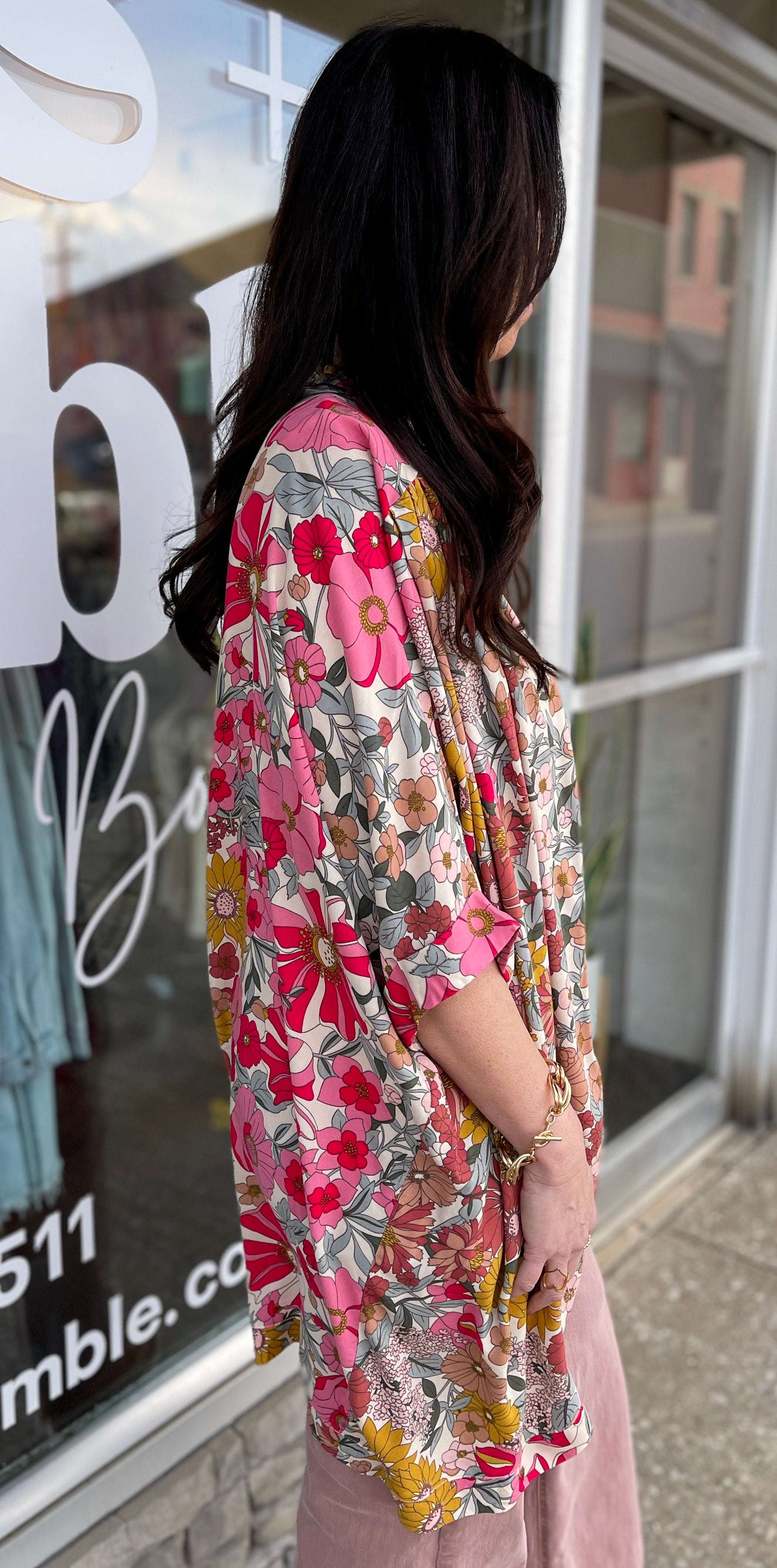 Brightside Kimono- Rose