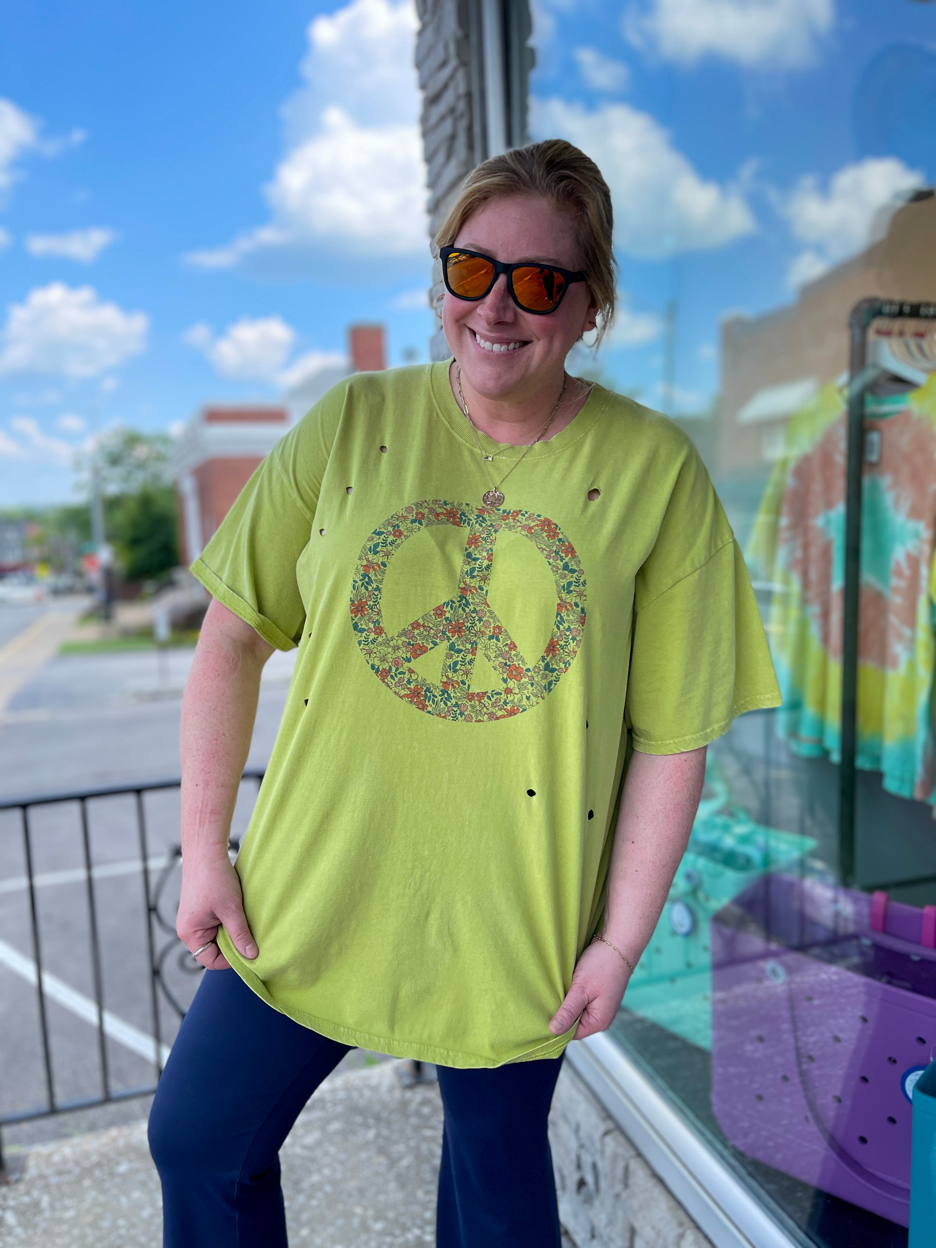 Give Peace A Chance T-Shirt- Green – Roots and Ramble Boutique Give Peace A Chance T-Shirt- Green – Roots and Ramble Boutique