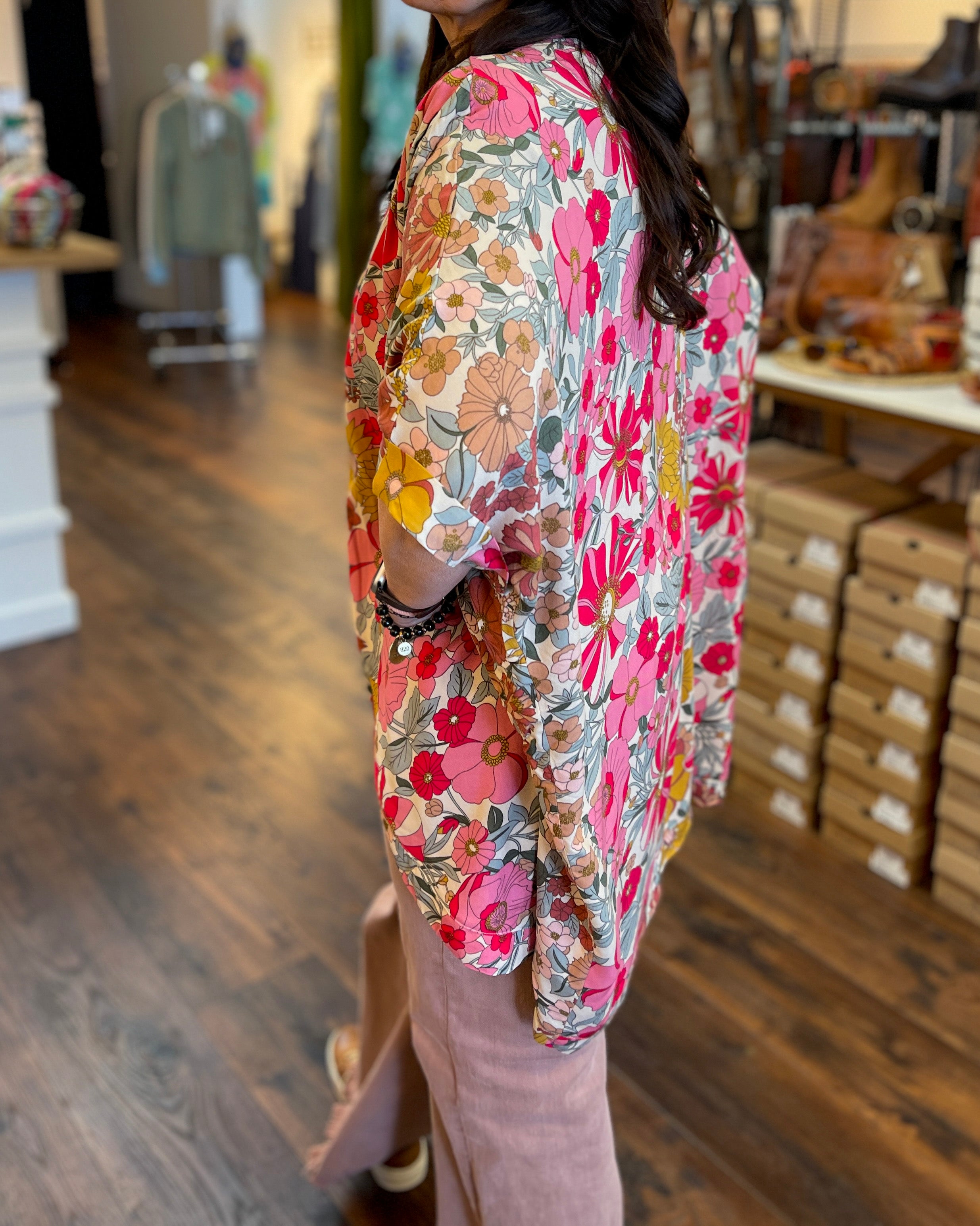 Brightside Kimono- Rose