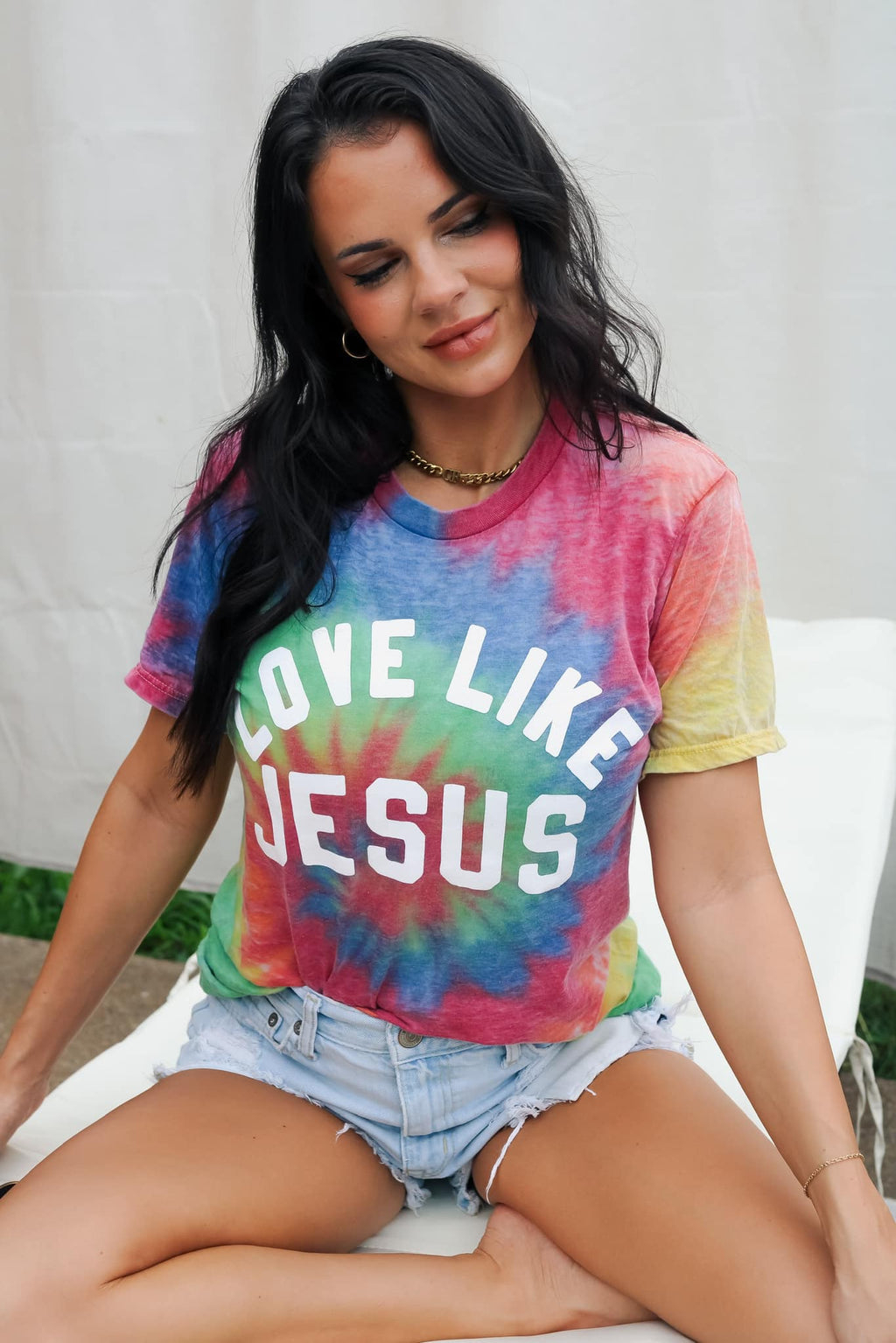 Love Like Jesus Tie Dye T-Shirt -Rainbow