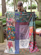NATURAL LIFE DOUBLE SIDED BLANKET WITH MULTI COLORS BE HAPPY AND LOVE