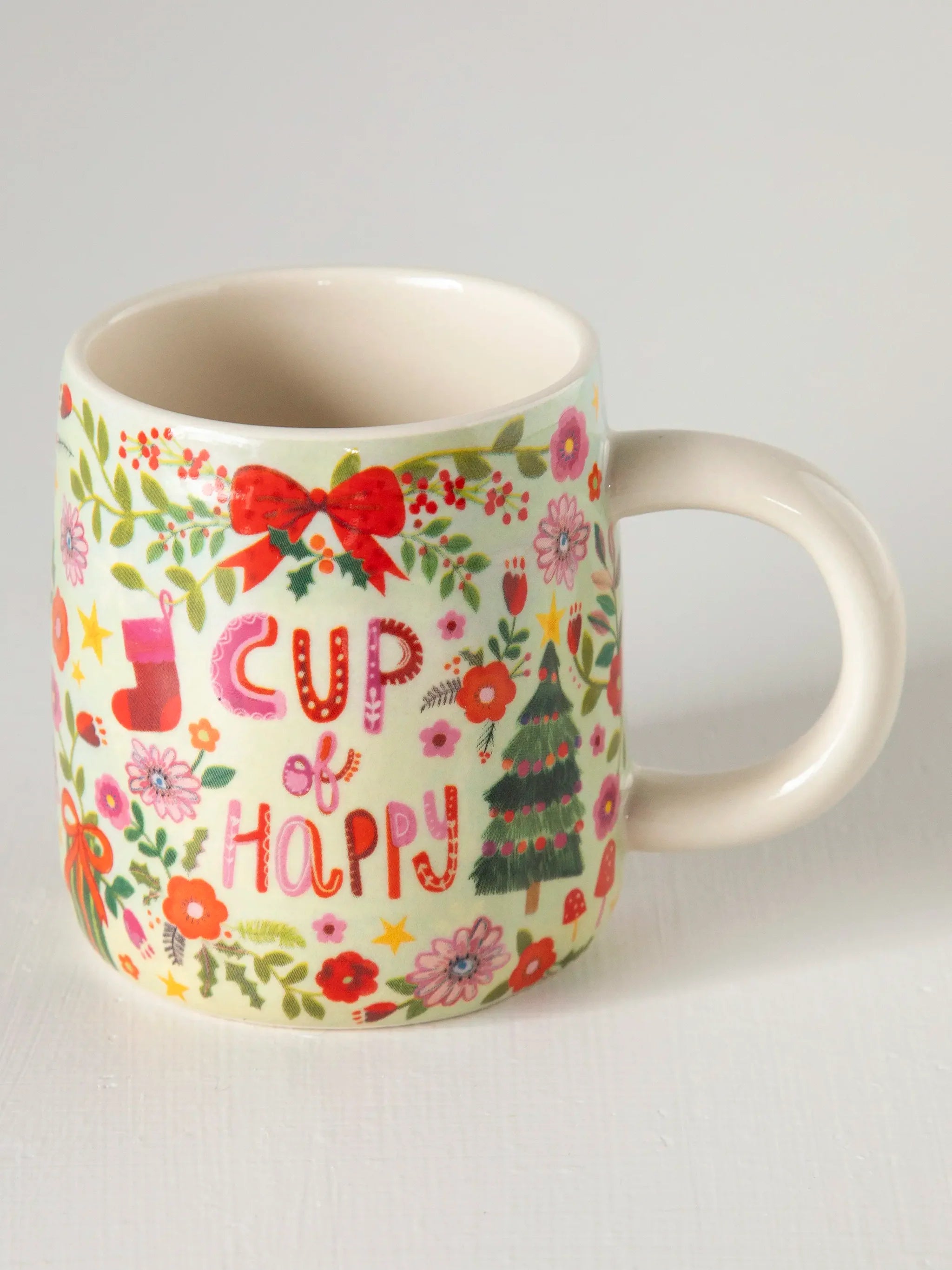 A MUG OF HAPPY WITH MULTI COLORS