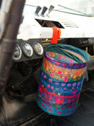 SMALL GARBAGE CAN HANGING IN A VEHICLE  WITH MULTI COLORS