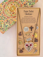 PRAYER PROCKET NECKLACE WITH A HEART NECKLACE AND CHARMS WITH WORDS