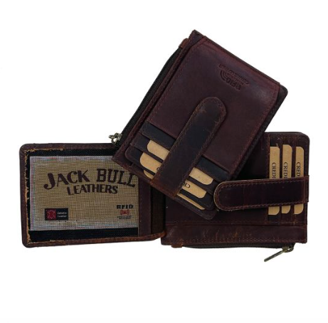COGNAC WALLET WITH MULTIPLE CARD SLOTS