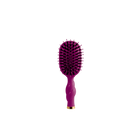 A purple oval hairbrush with black bristles and a gold accent at the base, centered on a plain white background.