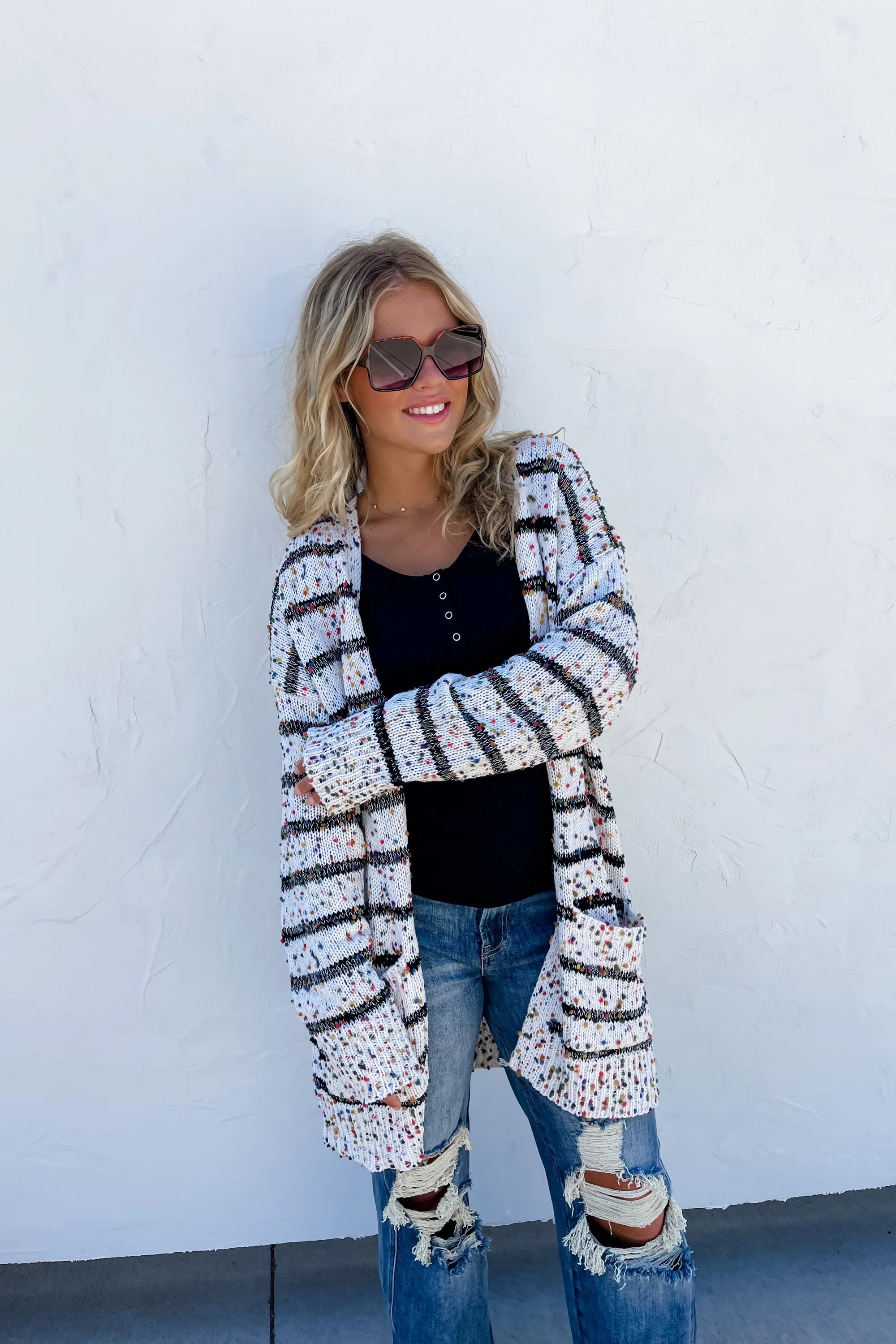 Stripe Confetti Dot Cardigan