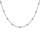 STERLING SILVER BEADED NECKLACE ON WHITE BACKGROUND